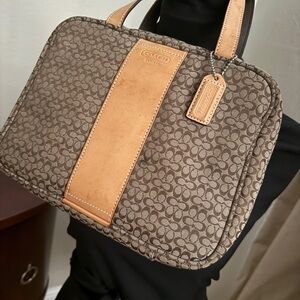 Coach Signature Brown and Tan Travel Case
